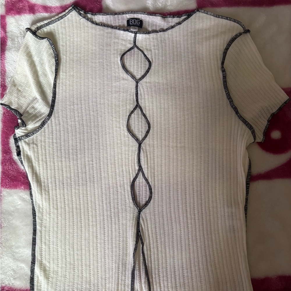 White Ribbed Women's Top